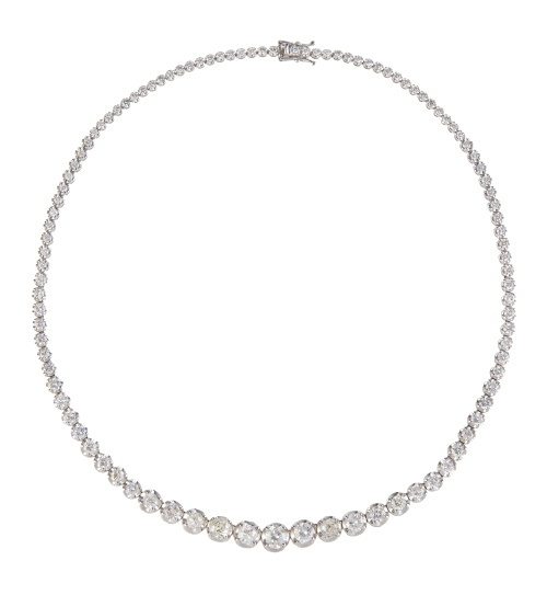 Collar riviere de brillantes engastados en garras con tamañ