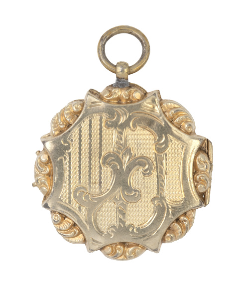 Colgante guardapelo S. XIX con decoración guilloché grabada