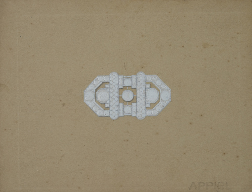 Lote de dos gouaches con diseños de brazalete y broche Art-