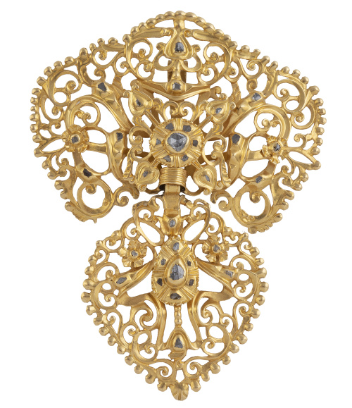 Colgante popular S. XIX con dos cuerpos decorados con diama