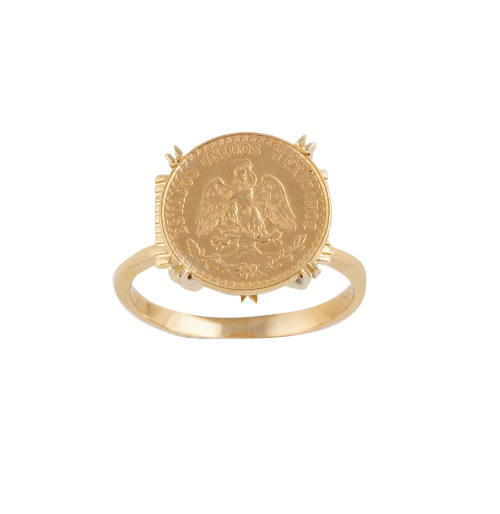 Sortija con moneda de dos pesos mexicanos