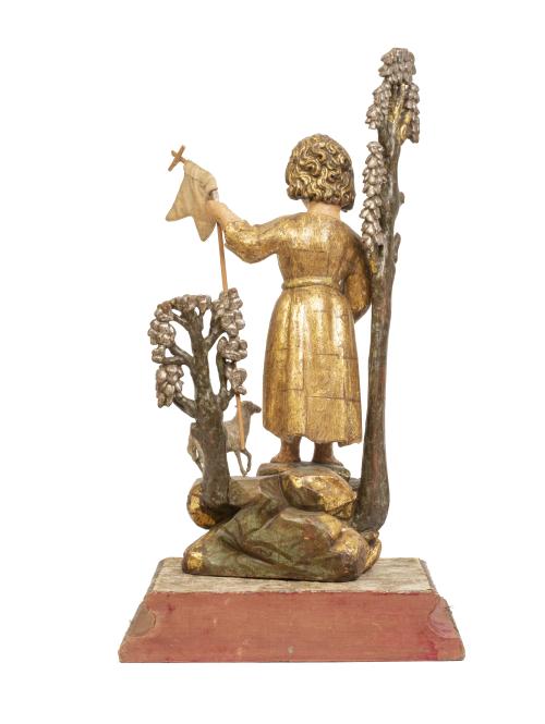 San Juan Bautista niño.Escultura de madera tallada, polic