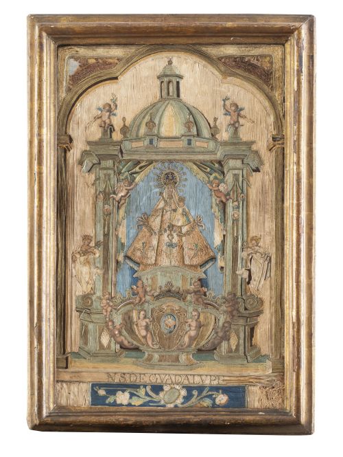 "Virgen de Guadalupe".Bordado Carlos IV a pintura.Españ
