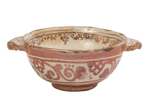 Escudilla de orejas de cerámica esmaltada de reflejo metáli