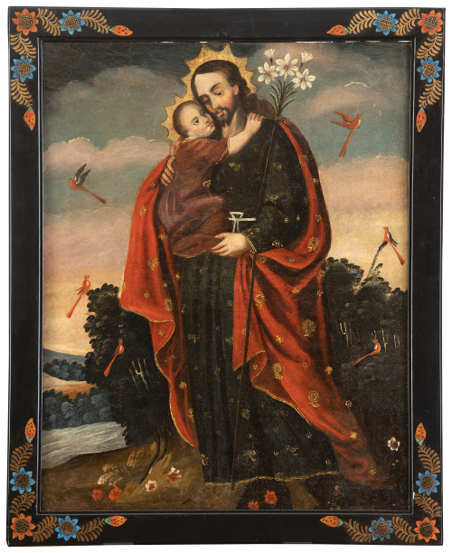 ESCUELA PERUANA, SIGLO XVIIISan José sobre un paisaje