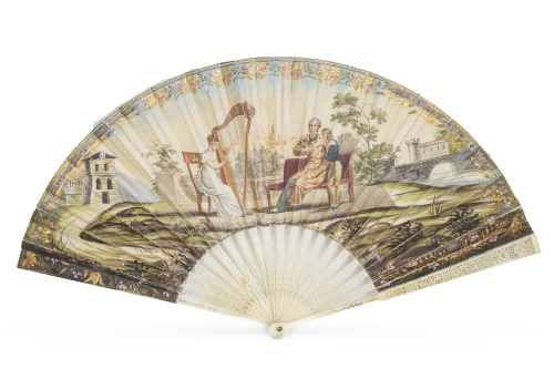 Abanico imperio con país de papel pintado e iluminado  con 