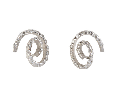 Pendientes con diseño de espiral de brillantes 