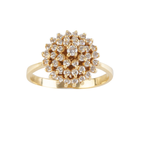 Sortija rosetón de brillantes a diferentes alturas