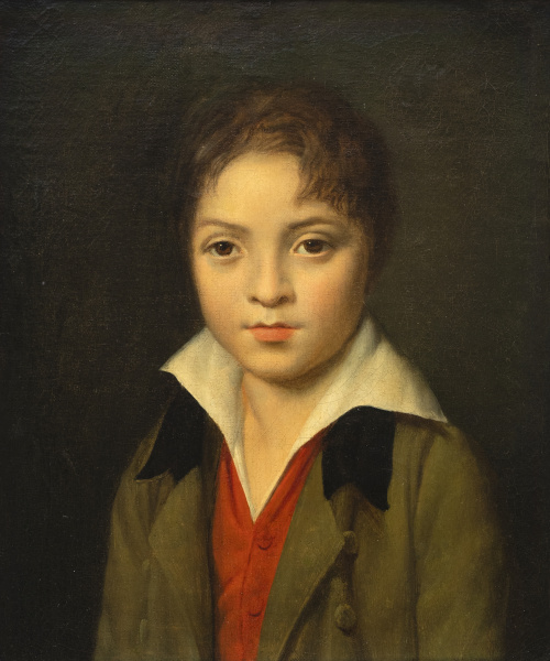 ESCUELA FRANCESA, H. 1805Retrato de niño con chaleco rojo
