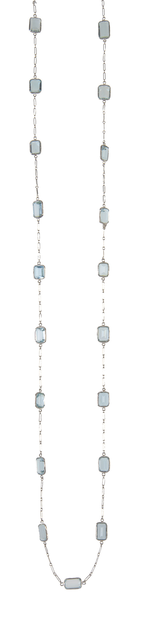 Collar de aguamarinas talla esmeralda combinadas con fina c