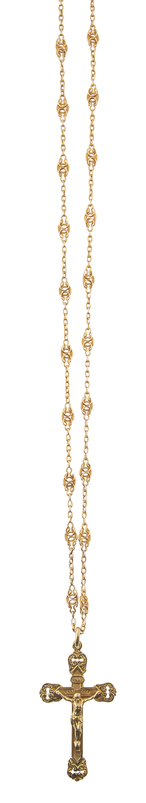 Crucifijo colgante de cadena de eslabones combinados con mo