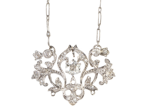 Broche pendentif de roléos vegetales de brillantes con fina