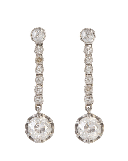 Pendientes largos Art-Decó con brillantes principales colga