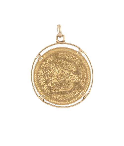 Colgante con moneda de 10 pesos de los Estados Unidos Mexic