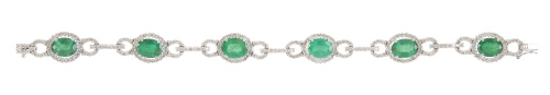 Pulsera de esmeraldas y brillante, con seis centros de esme