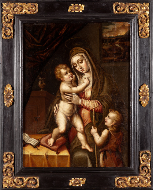 ESCUELA ESPAÑOLA, SIGLO XVIVirgen con el Niño y San Juanit