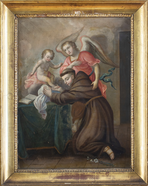 ESCUELA MEXICANA, SIGLO XVIIISan Antonio de Padua besando