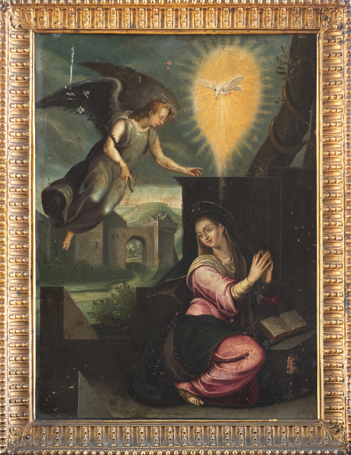 ESCUELA FLAMENCA, SIGLO XVIIAnunciación sobre un paisaje,