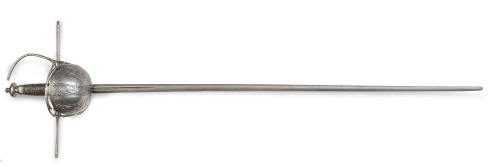 Espada de hierro de cazoleta grabada con hojas.Toledo, S.