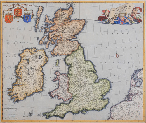 FREDERICK DE WIT (1629 - 1706)Mapa de las Islas Británica