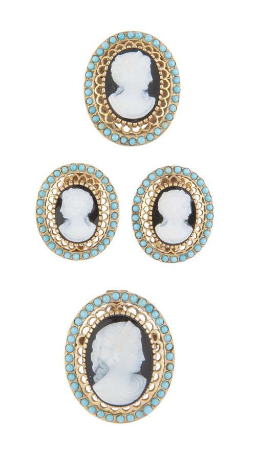 Conjunto S. XIX de camafeos de ágata bicolor que representa