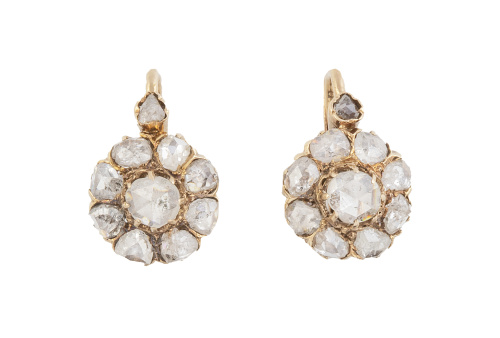 Pendientes rosetón de diamantes S. XIX