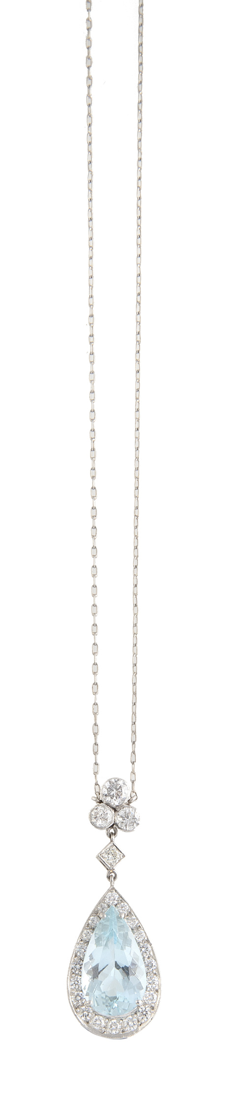 Pendentif con aguamarina talla orlada de brillantes que pen