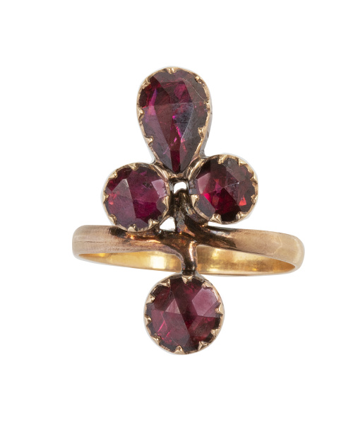 Sortija lanzadera S. XIX de granates que componen motivo fl