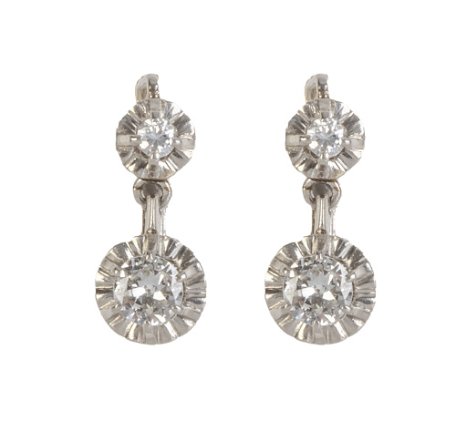 Pendientes largos de brillantes, con dos brillantes articul