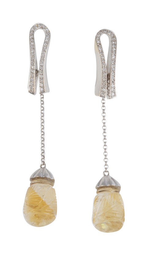 Pendientes largos desmontables con banda arqueada de brilla