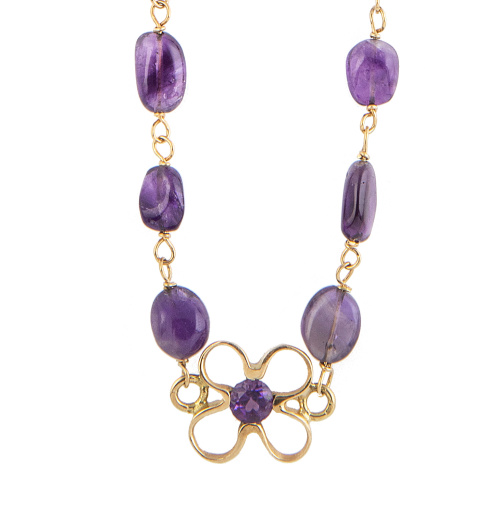 Conjunto de collar y pulsera con cuentas de amatista combin