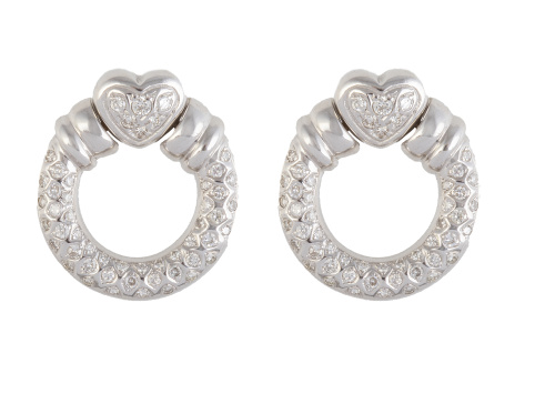 Pendientes de brillantes con diseño de aro de media caña, c