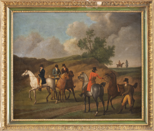 ESCUELA INGLESA, H. 1800Paisaje con escena de caza