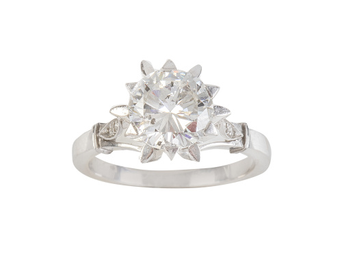 Sortija con solitario de brillante de 2,50 ct engastado en 