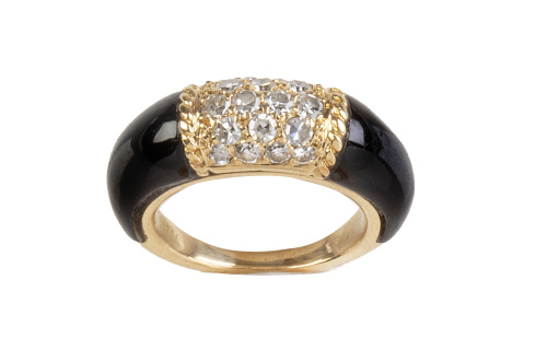 Sortija VAN CLEEF vintage con banda central de brillantes y