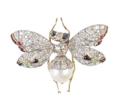 Broche abejorro estilo Art-Decó, con cuerpo de gran brillan