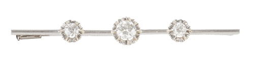 Broche barra de brillantes años 30 con tres brillantes, el 