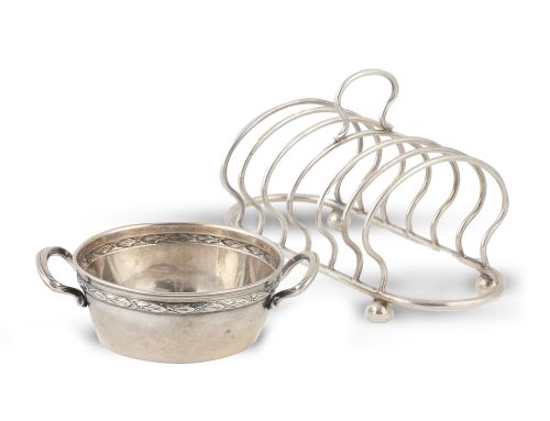 Lote de: "toaster roack" de metal plateado, Inglaterra, S. 