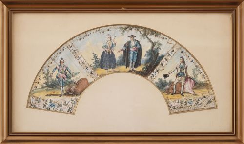 ESCUELA ESPAÑOLA, ca. 1800Vitela de abanico, desmontada c