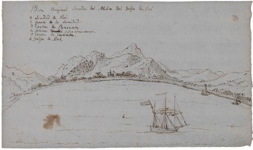 ESCUELA ESPAÑOLA H. 1700Vista original sacada del medio d