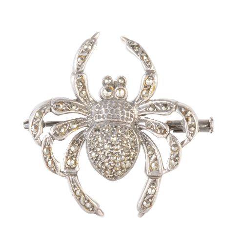 Broche araña de plata y marcasitas