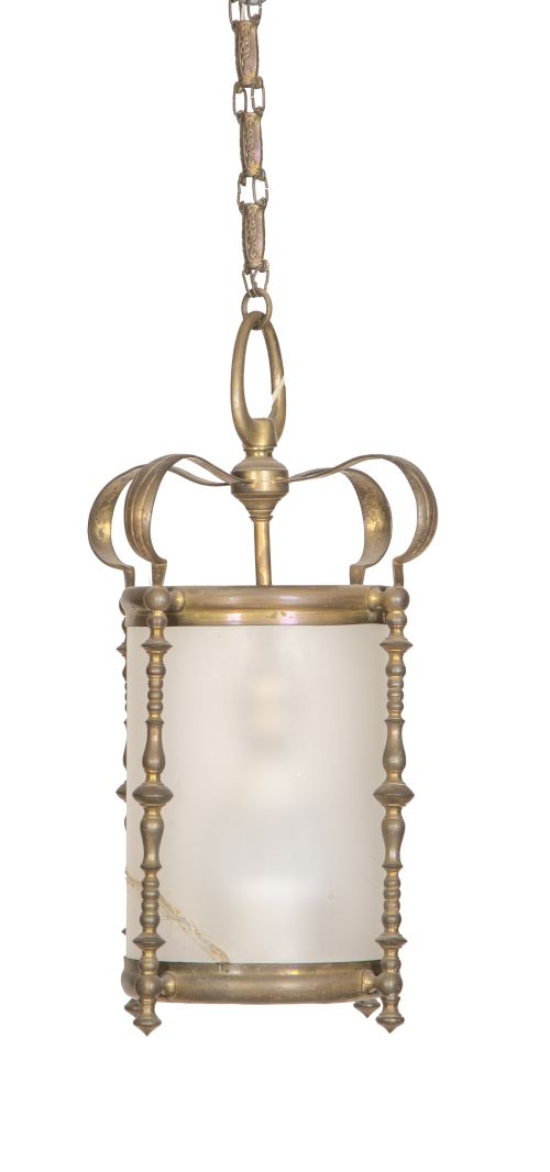 Farol de bronce dorado y cristal.España, h. 1900.