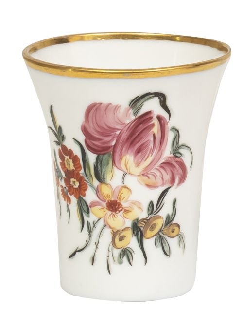 Vasito imperio de opalina con decoración floral de estilo a