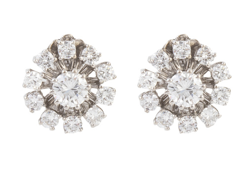Pendientes rosetón de brillantes engastados en diferentes a