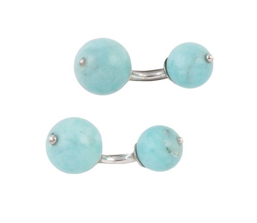 Gemelos dobles con dos esferas de amazonita 
