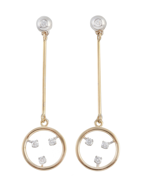 Pendientes largos con brillantes, en diseño de aro colgante