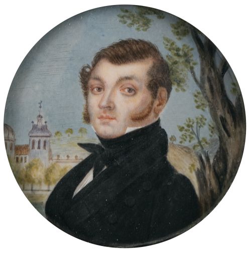 ESCUELA FRANCESA, H. 1821Retrato de caballero sobre un pa