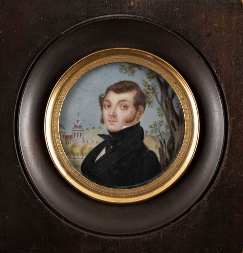 ESCUELA FRANCESA, H. 1821Retrato de caballero sobre un pa