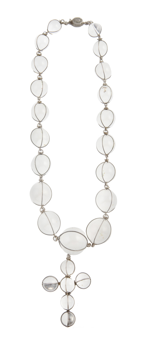 Rosario corto S. XIX con esferas de cristal de roca articul