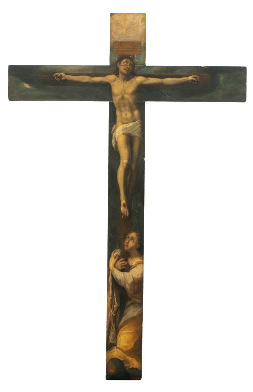 ESCUELA ESPAÑOLA, SIGLO XVIICrucifijo con la Magdalena a 